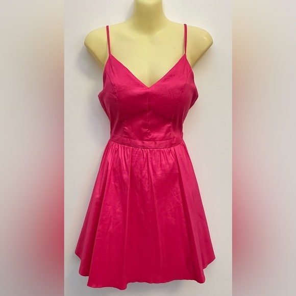 Honey and Rosie Hot Pink Satin Mini Dress Size 7 - Picture 1 of 9